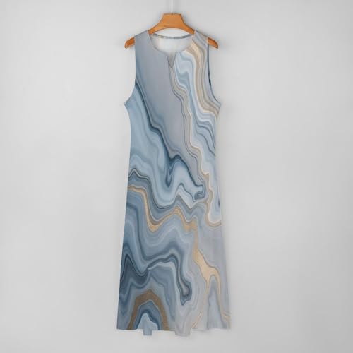 Robe longue imprimé marbre pour masquer les rondeurs avec style et légèreté - 4