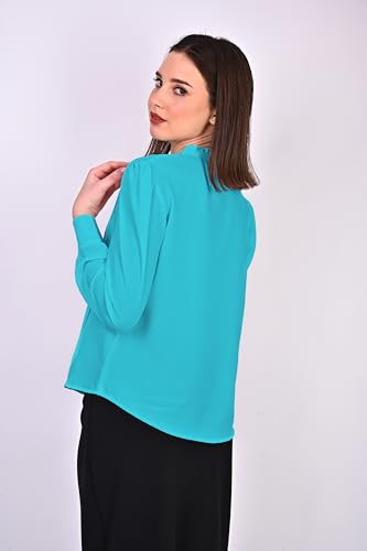 Image of Women's Regular Fit Solid Pleated Cotton Blend Shirts