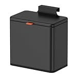 Mbillion Kitchen Compost Bin Hanging Trash Can with Lid 4L/1.05 Gallon Stainless Steel Garbage Can for Kitchen Cabinet Door Mounted Trash Can Under Sink Door RV Bathroom (Black, 4L)