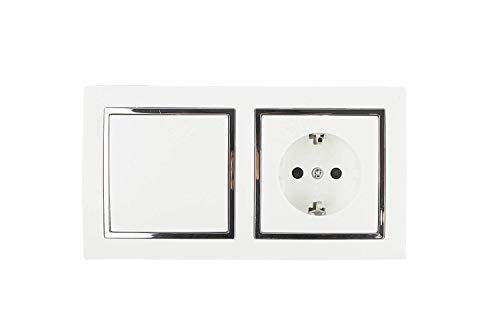 Base schuko con interruptor. Características Tipo base shuko + conmutador Color blanco Cover