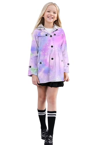 Image of SANGTREE Girl's Waterproof Trench Coat Hooded Lightweight Windbreaker Rain Jackets