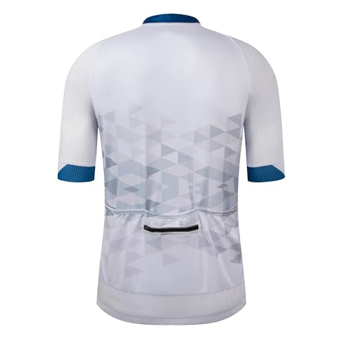 GCRFL Men's Cycling Jersey Short Sleeve Biking Shirt with 4 Rear Pockets Breathable Quick Dry Bicycle Jersey (White, X-Large) by GCRFL - Used condition - Image 3