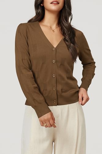 Image of Arach&Cloz Women's Soft Cropped Cardigan Casual Lightweight Shrug Sweater Tops
