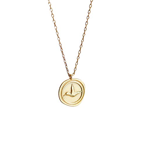 Embossed Bird Round Coin Necklace for Women Girls 925 Sterling Silver Vintage Disc Small Pendant Choker Necklace Swallow Peace Dove Animal Freedom Statement Jewelry Gift