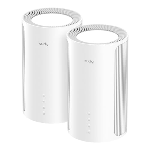 Cudy Système maillé Wi-Fi 7 BE11000 Tri-Band pour toute la maison, 6 flux 10 Gbit/s, 4 ports 2,5 G, MU-MIMO, Multi-VPN, application Cudy App, antennes internes intelligentes, M11000 Lot de 2