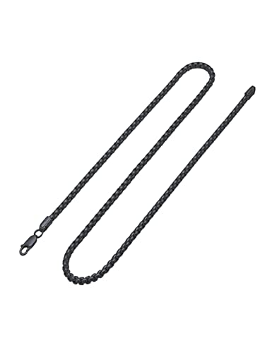 Stylish Unisex Black Necklace For Women Men 2.5Mm Box Chain, 925 Sterling Silver Clasp Box Chain Black Chain For Men16/18/20/22/24/26/28/30 Inches(20) #TOP17