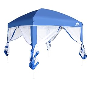 Canopy tent with mosquito netting 10×10 pop up canopy with carry bag ideal for sports outdoor events and picnics blue  urban country home decor