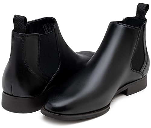 Image of Jousen Men's Chelsea Boots Polished Premium Leather Ankle Dress Boots Classic Retro Slip On Boots for Men