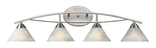 Best Cyber Monday 🔥 Elk 17019/4 Elysburg 4 Satin Nickel Vanity Light, W:36" H: 9" E: 9"
