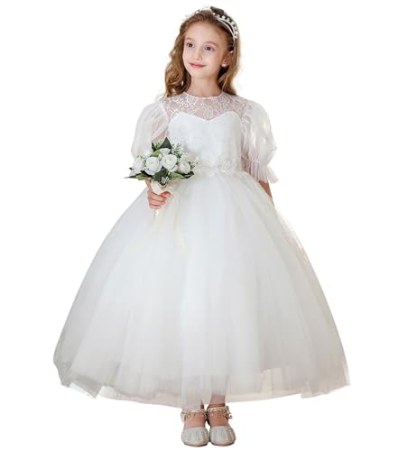 ABAO SISTER Flower Girl Dress Puff Sleeves Birthday Party Ball Gown Girls First Communion Dresses4