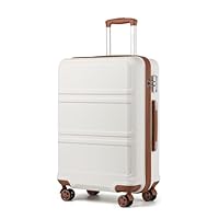Kono Large Suitcase 28 Inch Luggage Lightweight ABS+PC Hard Shell Trolley Travel Case with TSA Combination Lock and 4 Spinner Wheels (28, Cream White)