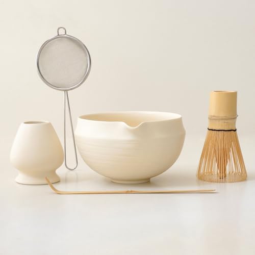 Matcha Set, 5 Pcs Matcha Whisk Set, Matte Buttercream Glaze, 17oz