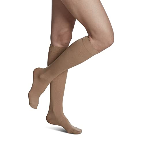 Image of SIGVARIS Women's SOFT OPAQUE 840 Closed Toe Calf Compression Socks 20-30mmHg