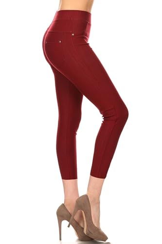 Image of Leggings Depot Women's Cotton Blend Stretch Pull-on Jeggings Casual Pants with Pockets (Available in Plus Size)