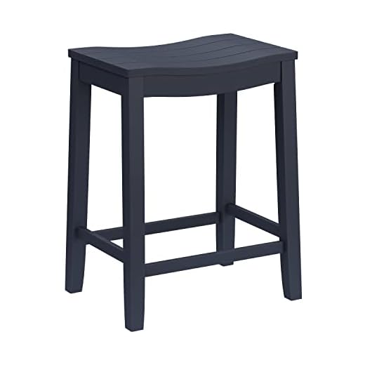 Hillsdale, Fiddler Wood Backless Counter Height Stool with Saddle-Style Seat, Navy