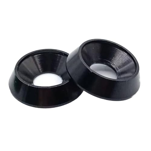 WUSHADEHANS Arandela de Copa, Arandelas de Metal, 5-10 Uds M3 M4 M5 M6 M8 Paraguas avellanado Colorido de Aluminio Tornillo de Cabeza Plana arandela de Ranura Decorativa cónica cóncava(Black,M6 5pcs)