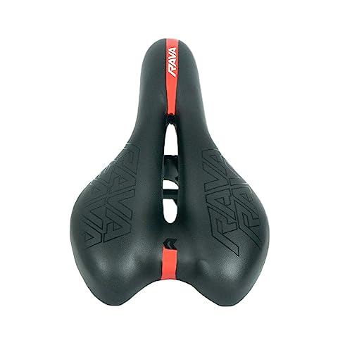 TSW Banco Selim Bicicleta Gel Vazado 270x150mm Unissex Bike Mtb Gravel Speed Ceres Rava Preto com Vermelho