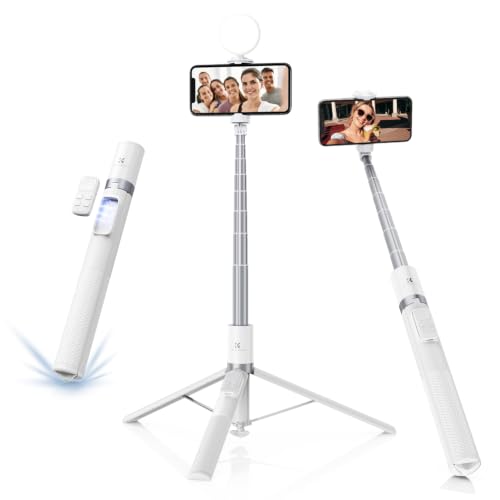 Image of K&F CONCEPT Auto Drop-Open Selfie Stick Tripod with Light, 70in
