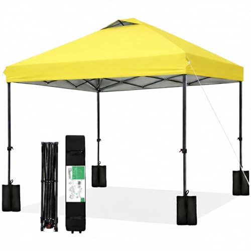 JEAREY 10x10 ft Pop Up Canopy Tent, Outdoor Canopies Tents w/ 1-Push Instant Setup, Roller Bag, 8 Stakes & 4 Sandbags – Terracotta