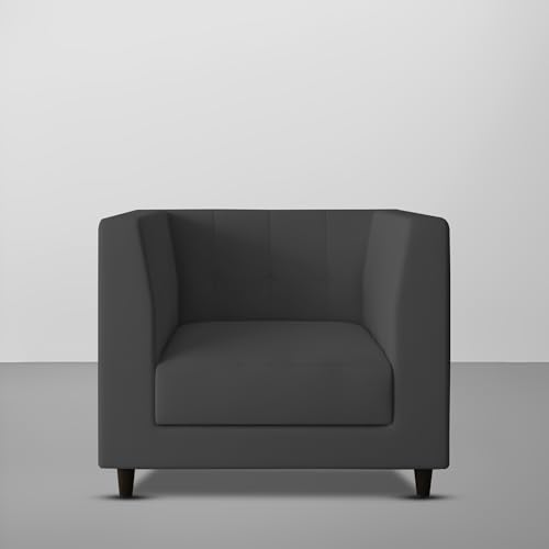 Image of BRAXTON - Floki 1 Seater Sofa Set for Living Room (Black Fabric) Premium Fabric Sofa