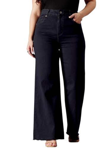 Image of Miss Chase A+ Women's Wide-Leg High-Rise Regular-Length Stretchable Shaping Denim Jeans