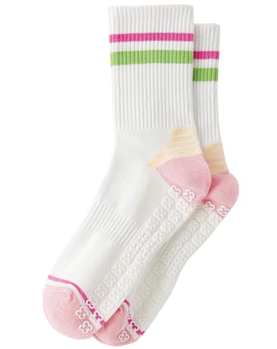 Yawlsow Pilates Grip Socks for Women Yoga Grippy Striped Color-block Non Slip Socks Sticky Barre Workout Sock with Grippers