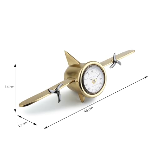 Image of Decor de Maison Brings Handcrafted Jettison Table Clock for KidsRoom, Living Room, Bedroom, Study Table|Classic Non-Ticking Tabletop Battery Operated Analog Desk Clock (Gold)