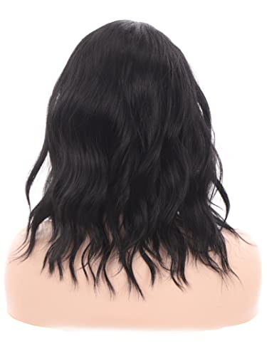 Perruque synthétique courte ondulée noire pour changer de look - 2
