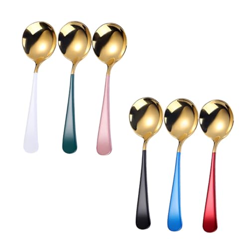 SMASOLO 家用丸型ステンレススープスプーン鏡面仕上げ食洗機対応デザートケーキフルーツアイスクリーム用パーティー必須器具