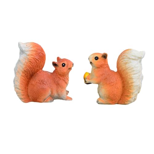 SUPVOX Conjunto de 2 Adornos Miniatura Ardillas de Resina Decoración para Bonsái Macetas Micro Paisaje Ardilla Acostada Adecuado para Decoración de Escenas Pequeñas