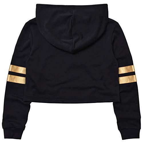 Image of Kids Girls Leather Plaid Long Sleeve Crop Top Hoddie Cropped Sweatershirts