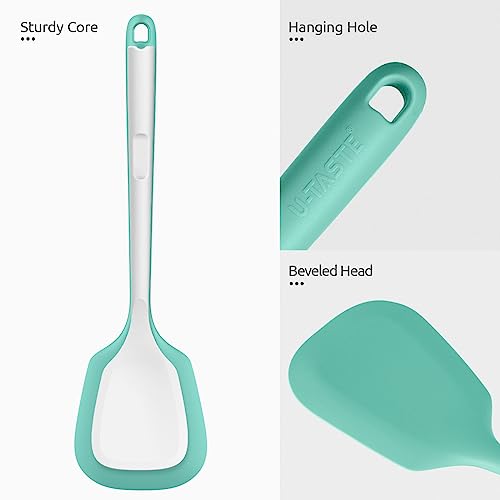 Image of U-Taste Silicone Turner Cooking Spatula, 13.6 inch Long /3.7 inch Wide, Aqua Sky