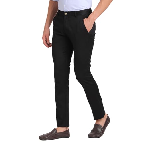 Image of ADRO Ankle-Length Cotton Slim Fit Chinos For Men's Casual Cool With Adjustable Waist Band.