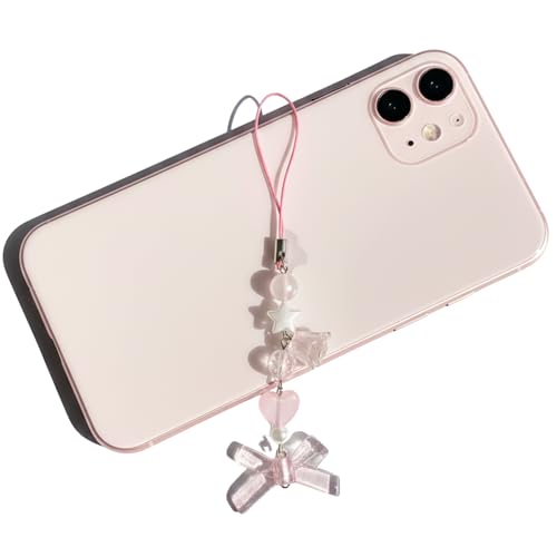 Image of SNOWY SHOP Korean Silver Bow Phone Charm - Cute Heart & Starfish Pendant | Aesthetic Korean Mobile Chain, Bag Hanging & Keychain Jewelry for Girls & Women
