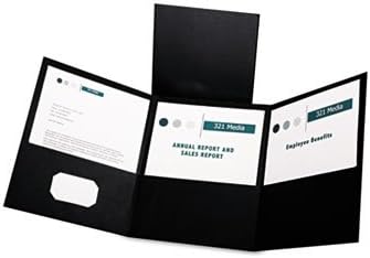 Tri-Fold Folder w/3 Pockets, Holds 150 Letter-Size Sheets, Black, Sold as 1 Box