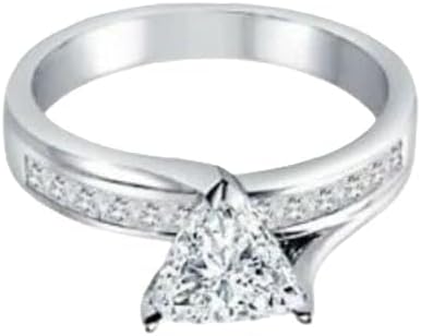 1 Carat Trillion Cut Diamond Solitaire Ring, 925 Sterling Silver, 14k White Gold Plated, Wedding Anniversary