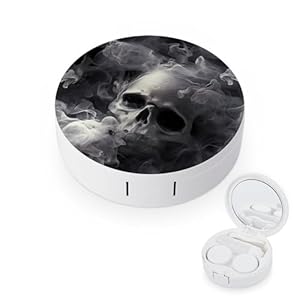 Skull Smoking Clouds Contact Lens Case with Mirror Portable Cute Eye Contact Lens Box Travel Kit