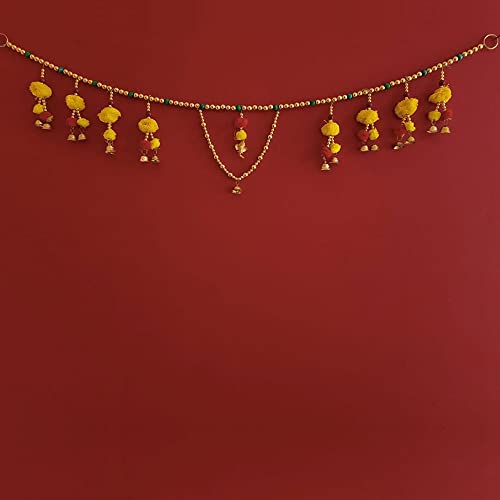 Image of Handmade Door Hanging Round Moti Style Bandarwal Toran (TMR-06) -Diwali New Year Inauguration Wedding Festival Home Decor Pooja (40 Inch X 6 Inch)