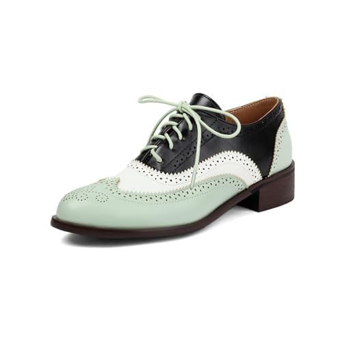 Derbies Oxford femme vintage motif brogue ajouré bout rond