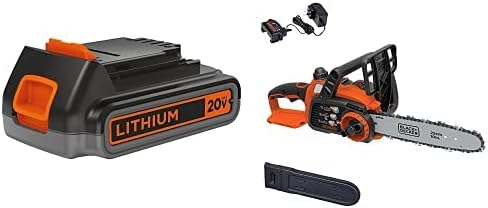 BLACK+DECKER 20V MAX Cordless Chainsaw with Extra Lithium Battery 2.0 Amp Hour LCS1020 & LBXR2020-OPE