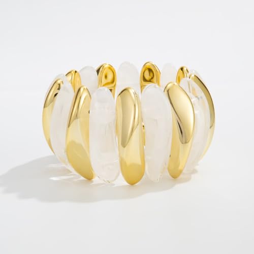 Image of MIFYNN Acrylic Chunky Bangle Bracelets for Women Stackable Stretch Resin Bracelet Minimalist Colorful Bangle Vintage Boho Chic Wristband Jewelry for Women