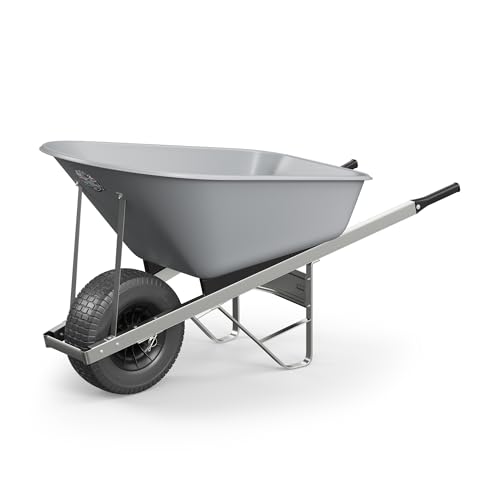 Agri Barrow Wheel Barrow 120 Litre Plastic Wheelbarrow with Fat Puncture Proof Tires, Grey- Ideal for Equestrians, Gardeners, Yard & Garden Maintainers, Farmers, Stable Workers, Allotment Owners