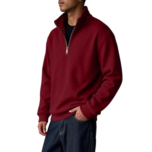 Men's Quarter Zip Pullover Mockneck Polo Neck 1/4 Zipper Fleece Pullover - image 2