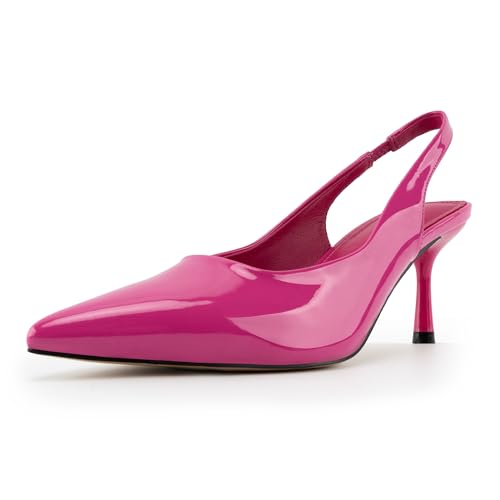 heelchic Women Kitten Heels Pumps Dress Shoes 6 Rose Red