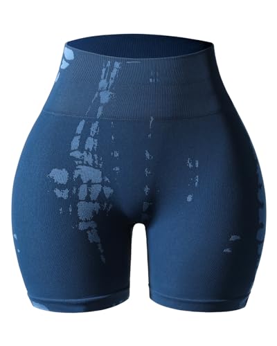 Image of AUROLA Serpent Seamless Scrunch Workout Shorts for Women,Tummy Control Squat Proof Ribbed Thick Active Gym Short