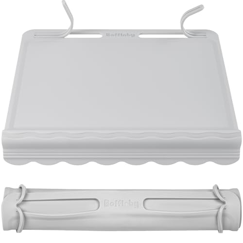 Image of Silicone Placemats for Baby & Kid, Eating Mat with Teething Edge Bumper, Rollable Travel Baby Mat with Built-in Rope, All-in-One Travel Mat for Dining and Activities On-the-Go, BPA Free, 12"x11", Gray