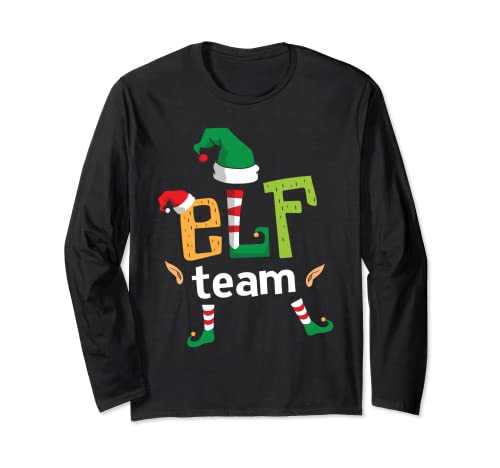 Team Elf Funny Elves Squad Christmas Matching Elf Family Maglia a Manica
