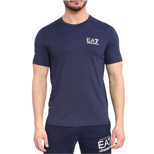 Image of Emporio Armani EA7 Men's T-Shirt Tennis PRO in Technical Fabric VENTUS7-8NPT22, Navy Blue, L