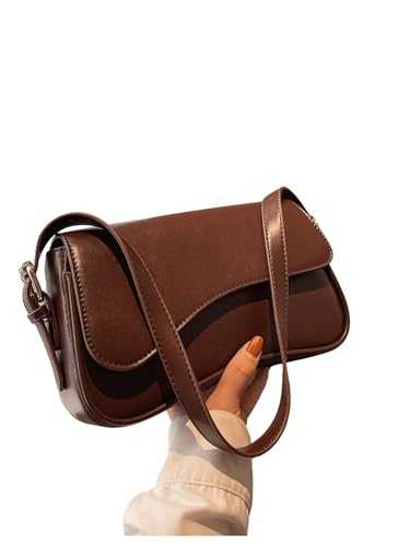 Verdusa Women's Leather Shoulder Bag Clutch Purses Trendy Hobo Crossbody Handbags Y2K Saddle Flap Underarm Purse4