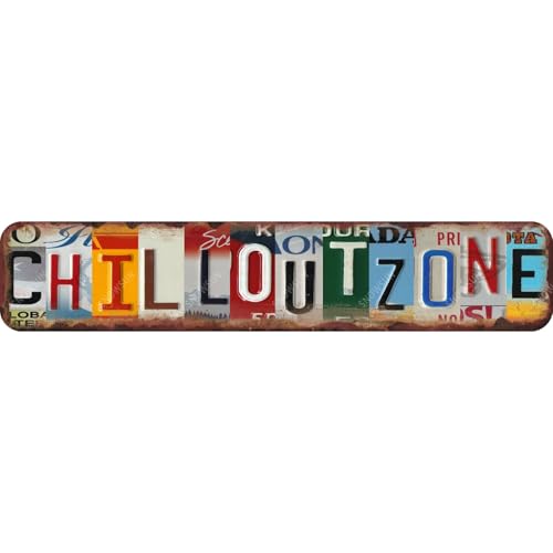 snowsun Chill Out Zone Fuuny - Letrero de metal retro para decoración de pared para el hogar, restaurante, bar, cafetería, garaje, 4 x 16 pulgadas